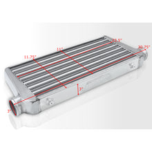 Load image into Gallery viewer, Universal 3" 8 Pieces Aluminum Piping Kit Black (x2 Straight / x2 90 Degree / x2 120 Degree / x2 135 Degree) + Silicone Couplers Black + Universal Aluminum Intercooler (Tube & Fin | Overall: 30.75" x 11.75" x 3.0" | Core: 23.5" x 11.75" x 3.0")