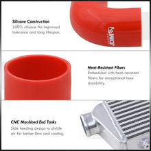 Load image into Gallery viewer, Universal 2.5" 8 Pieces Aluminum Piping Kit Polished (x2 Straight / x2 90 Degree / x2 135 Degree / x2 U-Pipe) + Silicone Couplers Red + Universal Aluminum Intercooler (Bar & Plate | Overall: 27.5" x 7.0" x 2.5" | Core: 21.5" x 7.0" x 2.25")