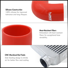 Load image into Gallery viewer, Universal 3" 8 Pieces Aluminum Piping Kit Polished (x2 Straight / x2 90 Degree / x2 120 Degree / x2 135 Degree) + Silicone Couplers Red + Universal Aluminum Intercooler (Bar & Plate | Overall: 31.0" x 11.75" x 3.0" | Core: 23.0" x 11.0" x 3.0")