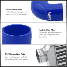 Load image into Gallery viewer, Universal 3" 8 Pieces Aluminum Piping Kit Polished (x2 Straight / x2 90 Degree / x2 120 Degree / x2 135 Degree) + Silicone Couplers Blue + Universal Aluminum Intercooler (Tube & Fin | Overall: 30.75" x 11.75" x 3.0" | Core: 23.5" x 11.75" x 3.0")
