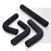Load image into Gallery viewer, Universal 2.5" 8 Pieces Aluminum Piping Kit Black (x2 Straight / x2 90 Degree / x2 120 Degree / x2 135 Degree) + SIlicone Couplers Blue + Universal Aluminum Intercooler Black (Tube & Fin | Overall: 27.5" x 7.0" x 2.5" | Core: 21.5" x 7.0" x 2.25")