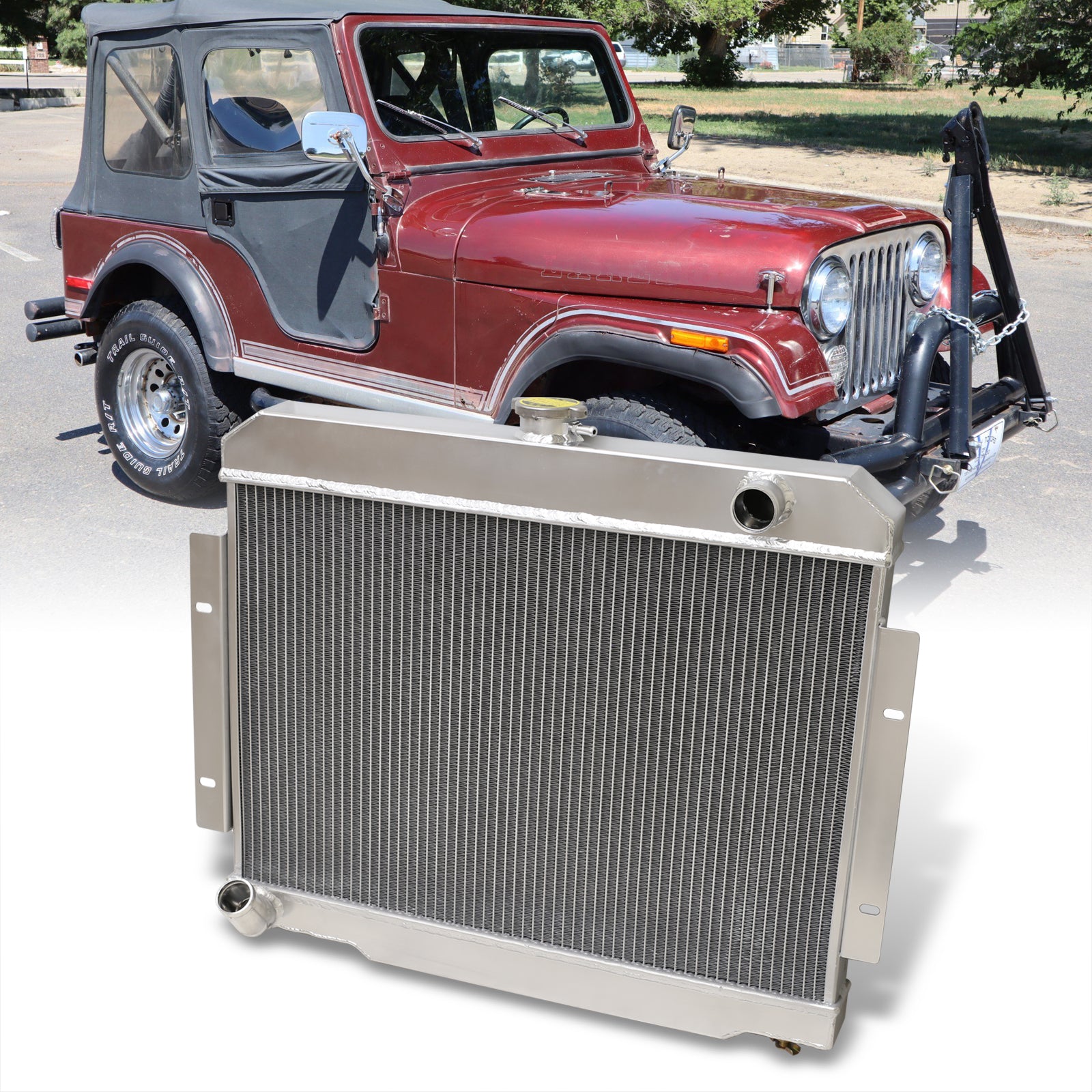 Jeep CJ5 1972-1983 / CJ6 1973-1975 / CJ7 1976-1986 3.8L 4.2L 5.0L Manual Transmission Aluminum Radiator