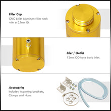 Load image into Gallery viewer, Universal 8" Cylinder 800ML Radiator Tank Gold with Polished Ring Cap