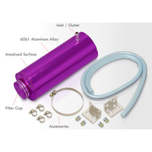 Load image into Gallery viewer, Universal 8" Cylinder 800ML Radiator Tank Purple with Polished Ring Cap