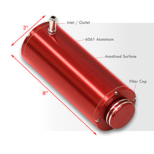 Load image into Gallery viewer, Universal 8" Cylinder 800ML Radiator Tank Red with Polished Ring Cap