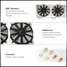 Load image into Gallery viewer, Nissan Sentra 200SX 1.6L 1991-1999 M/T Aluminum Radiator Dual Fan Shroud