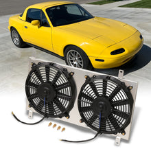 Load image into Gallery viewer, Mazda Miata 1990-1997 M/T Aluminum Radiator Dual Fan Shroud
