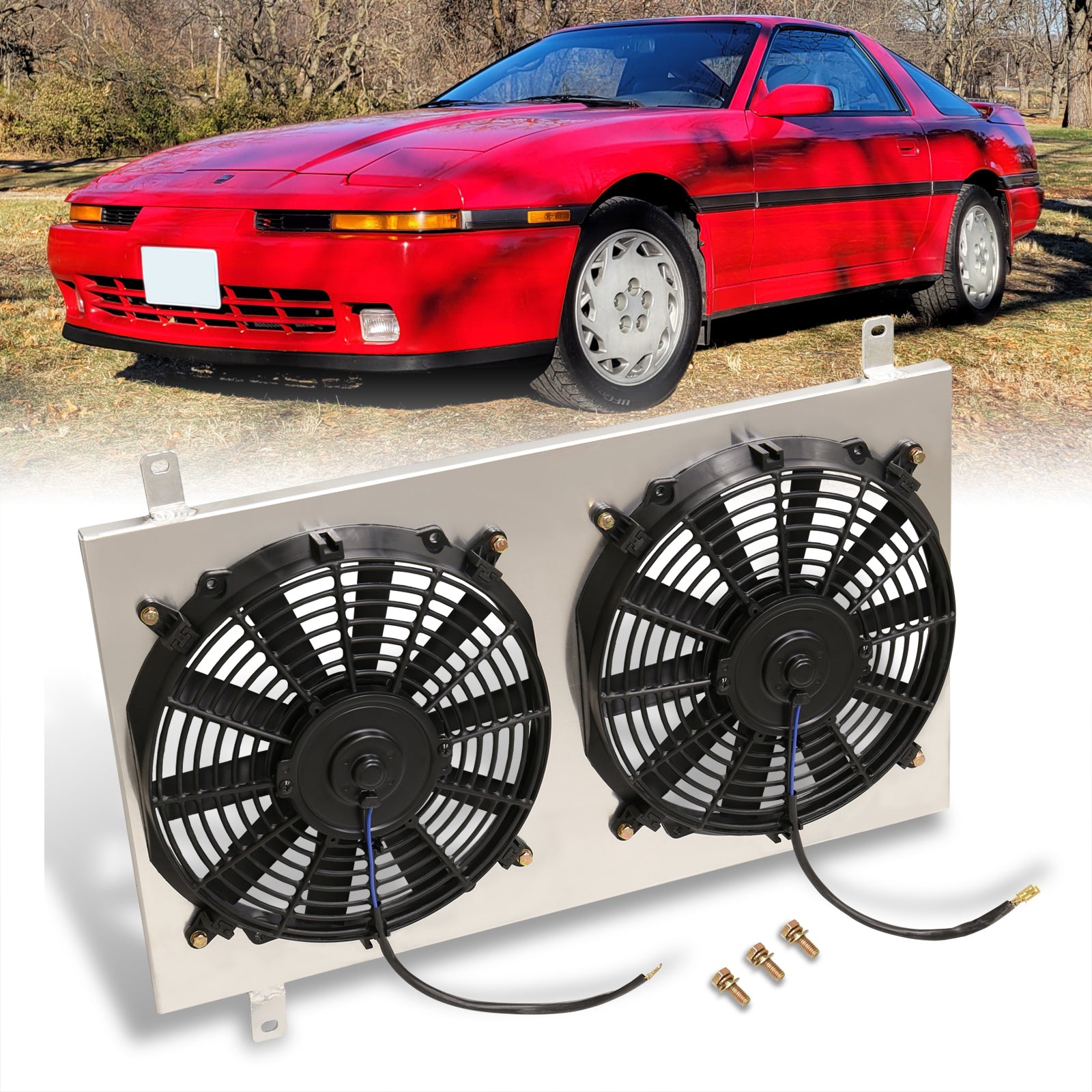 Toyota Supra JZA70 1986-1992 M/T Aluminum Radiator Dual Fan Shroud