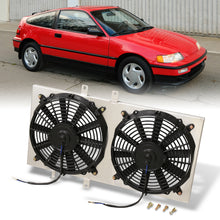 Load image into Gallery viewer, Honda CRX 1988-1991 M/T Aluminum Radiator Dual Fan Shroud