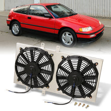 Load image into Gallery viewer, Honda CRX 1988-1991 M/T Aluminum Radiator Dual Fan Shroud
