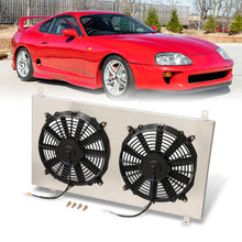 Load image into Gallery viewer, Toyota Supra 1993-1998 M/T Aluminum Radiator Dual Fan Shroud