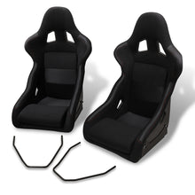 Load image into Gallery viewer, Universal Bucket Racing Seats + Sliders Black Cloth with Red Stitching
