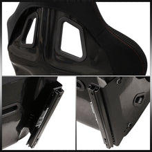 Load image into Gallery viewer, Universal Bucket Racing Seats + Sliders Black Cloth with Red Stitching