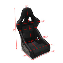 Load image into Gallery viewer, Universal Bucket Racing Seats + Sliders Black Cloth with Red Stitching