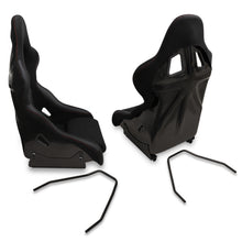 Load image into Gallery viewer, Universal Bucket Racing Seats + Sliders Black Cloth with Red Stitching