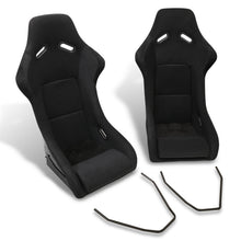 Load image into Gallery viewer, Universal SPG Style Bucket Racing Seats + Sliders Black Cloth