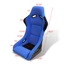 Load image into Gallery viewer, Universal SPG Style Bucket Racing Seats + Sliders Blue Cloth