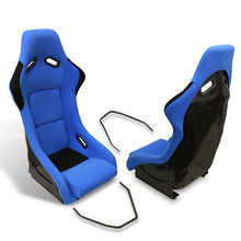Load image into Gallery viewer, Universal SPG Style Bucket Racing Seats + Sliders Blue Cloth
