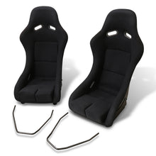 Load image into Gallery viewer, Universal Low Max Style Bucket Racing Seats + Sliders Black Cloth