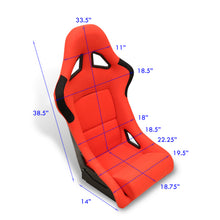 Load image into Gallery viewer, Universal K110 Bucket Racing Seats + Sliders Red Cloth