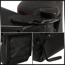 Load image into Gallery viewer, Universal Reclinable PVC Leather Racing Seats + Sliders Black Cloth with Red Stitching