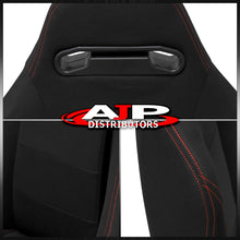 Load image into Gallery viewer, Universal Type-R Style Reclinable Racing Seats + Sliders Black Cloth with Red Stitching