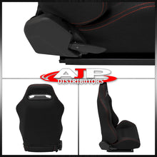 Load image into Gallery viewer, Universal Type-R Style Reclinable Racing Seats + Sliders Black Cloth with Red Stitching