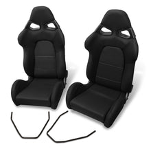 Load image into Gallery viewer, Universal Cuga Style Reclinable Racing Seats + Sliders Black Cloth
