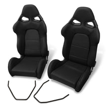 Load image into Gallery viewer, Universal Cuga Style Reclinable Racing Seats + Sliders Black Cloth