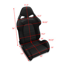 Load image into Gallery viewer, Universal Cuga Style Reclinable Racing Seats + Sliders Black Cloth