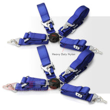 Load image into Gallery viewer, Universal 4 Point Camlock 2&quot; Racing Seat Harness Belts Pair Blue
