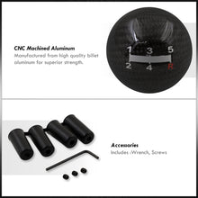 Load image into Gallery viewer, Universal 5 Speed M8 M10 M12 Ball Shift Knob Black Carbon Fiber