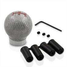 Load image into Gallery viewer, Universal 5 Speed M8 M10 M12 Ball Shift Knob Silver Carbon Fiber