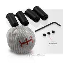 Load image into Gallery viewer, Universal 5 Speed M8 M10 M12 Ball Shift Knob Silver Carbon Fiber