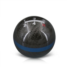 Load image into Gallery viewer, Universal 5 Speed M10x1.5 Ball Shift Knob Black Carbon Fiber with Blue Rings
