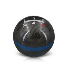 Load image into Gallery viewer, Universal 5 Speed M10x1.5 Ball Shift Knob Black Carbon Fiber with Blue Rings