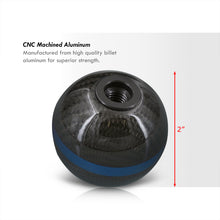Load image into Gallery viewer, Universal 5 Speed M10x1.5 Ball Shift Knob Black Carbon Fiber with Blue Rings
