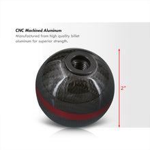 Load image into Gallery viewer, Universal 5 Speed M10x1.5 Ball Shift Knob Black Carbon Fiber with Red Rings