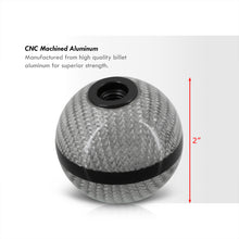 Load image into Gallery viewer, Universal 5 Speed M10x1.5 Ball Shift Knob Silver Carbon Fiber with Black Rings