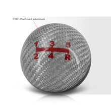 Load image into Gallery viewer, Universal 5 Speed M10x1.5 Ball Shift Knob Silver Carbon Fiber with Black Rings