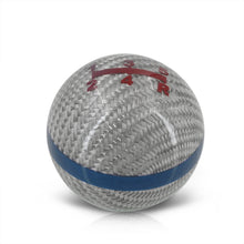 Load image into Gallery viewer, Universal 5 Speed M10x1.5 Ball Shift Knob Silver Carbon Fiber with Blue Rings