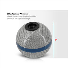 Load image into Gallery viewer, Universal 5 Speed M10x1.5 Ball Shift Knob Silver Carbon Fiber with Blue Rings