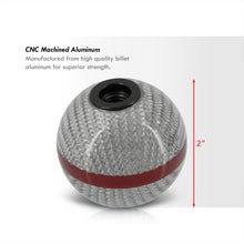 Load image into Gallery viewer, Universal 5 Speed M10x1.5 Ball Shift Knob Silver Carbon Fiber with Red Rings