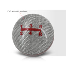 Load image into Gallery viewer, Universal 5 Speed M10x1.5 Ball Shift Knob Silver Carbon Fiber with Red Rings