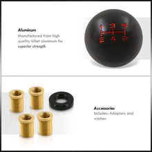 Load image into Gallery viewer, Universal 5 Speed M8 M10 M12 Ball Shift Knob Black with Red Lettering