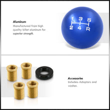 Load image into Gallery viewer, Universal 5 Speed M8 M10 M12 Ball Shift Knob Blue with White Lettering