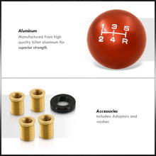 Load image into Gallery viewer, Universal 5 Speed M8 M10 M12 Ball Shift Knob Orange with White Lettering