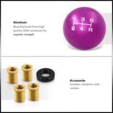 Load image into Gallery viewer, Universal 5 Speed M8 M10 M12 Ball Shift Knob Purple with White Lettering