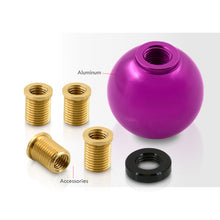 Load image into Gallery viewer, Universal 5 Speed M8 M10 M12 Ball Shift Knob Purple with White Lettering
