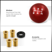 Load image into Gallery viewer, Universal 5 Speed M8 M10 M12 Ball Shift Knob Red with White Lettering